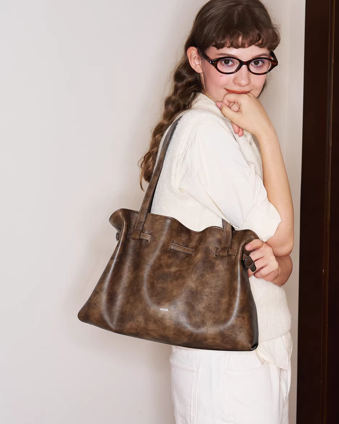 Leather Drawstring Handbag MUV0026