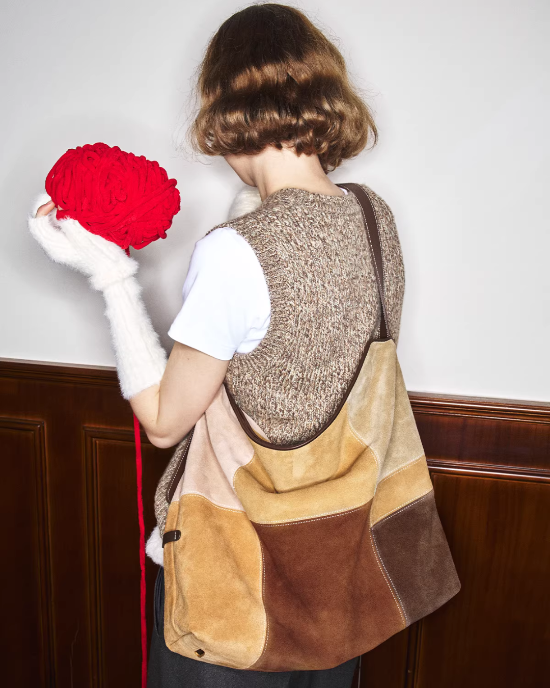 Colorblock Large Suede Bag MUV0038