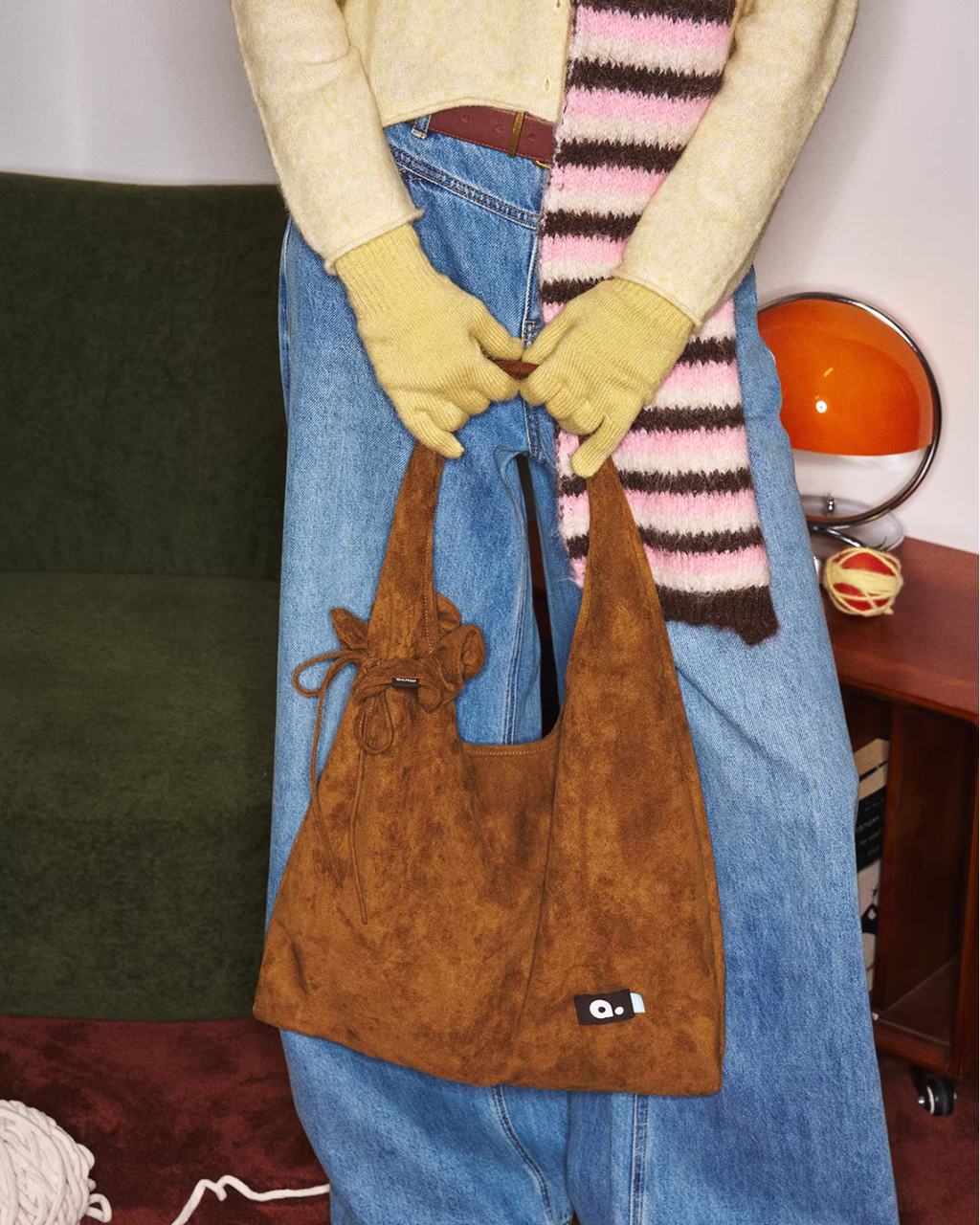 Ribbon Charm Suede Shoulder Bag MUV0049