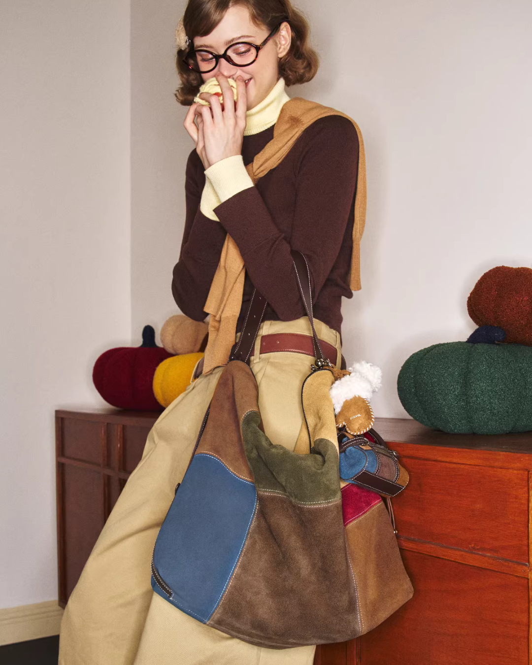 Colorblock Large Suede Bag MUV0038