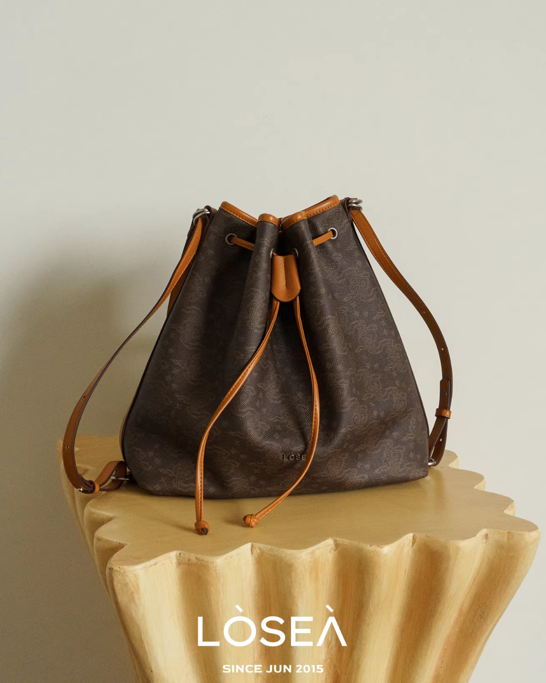 Drawstring Leather Shoulder Bag LSA0014